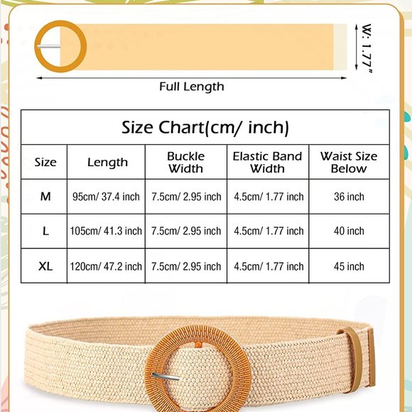 4 Pack Straw Woven Belt Elastic Stretch Rattan Waist Belt Women Skinny Raffia - Picture 5 of 5